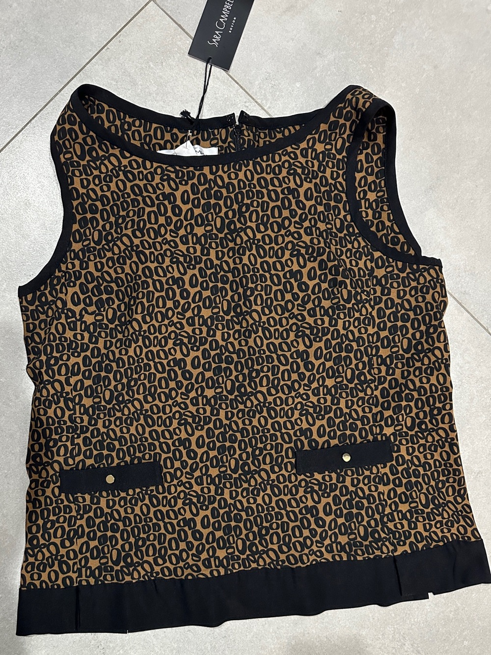 NWT Sara Campbell Women’s Brown & Black Leopard-Print Sleeveless Top
